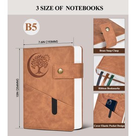 PAIBAS 365 Page Thick Lined Journal Notebook for Men Women, B5 Large Leather Journals for Writing, Hardcover Notebooks for Work, School, Note Taking, Business, Travel Diary, College Ruled 7.6" x 10"