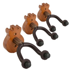 feelP0P0 Guitar Wall Mount Solid Wood Base,Non-Slip,Rotating Hook,Easy to Install Suitable for Guitar,Bass,Ukulele,Violin,and More Save Space in Studio,Bedroom,Office (3 pack)