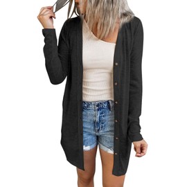 JOCAFIYE Women's Cardigan Beach Dress Long Thin Jacket Long Sleeve Lightweight Cardigan Elegant Shoulder Jacket Top Casual Top, U-black