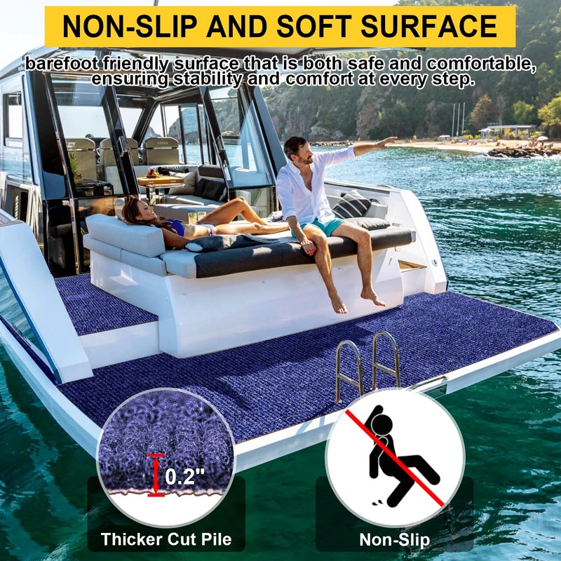 Grefinity Marine Carpet,6 FT x 10 FT Deep Blue Indoor