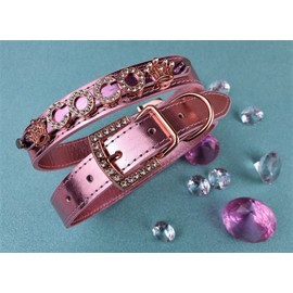 Rhinestone Dog Collar | Bling Dog Collar | Presonalized Dog Collar | The Pastels | XS S M or L (XS w/Leash, Sparkle Pink)