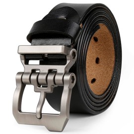 Yahaobelt Mens Belts Leather for Jeans Dress Genuine Leather Tan Belts for Men Size 105cm-165cm Width 1.5" Black (140cm for Waist 48"-50",Black)