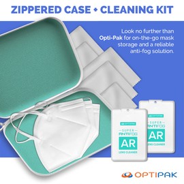 OPTIPAK Antifog Spray Cleaner with Microfiber Cloth for Glasses, Goggles, Sunglasses, Mirror - Defogger Spray for Mask Wearer (30ml/1oz 2pk, TL Slim case)