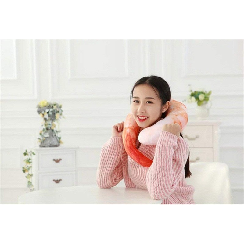 Goetland Large Shrimp Neck Pillow U Shaped Realistic Simulation Travel