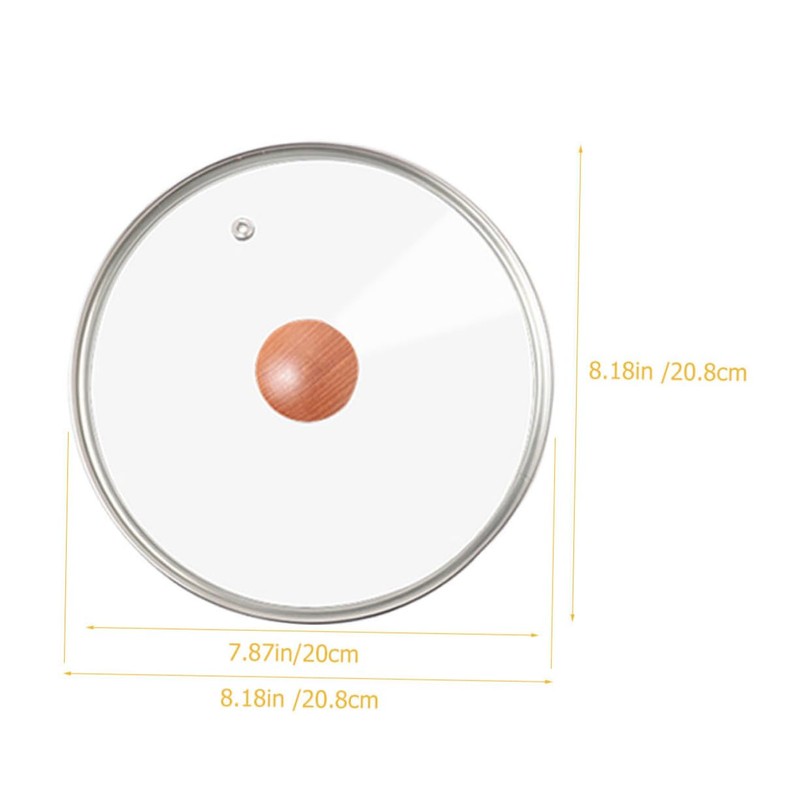 GLEAVI Toughened Glass Pot Lid with Wood Knob Kitchen Cover