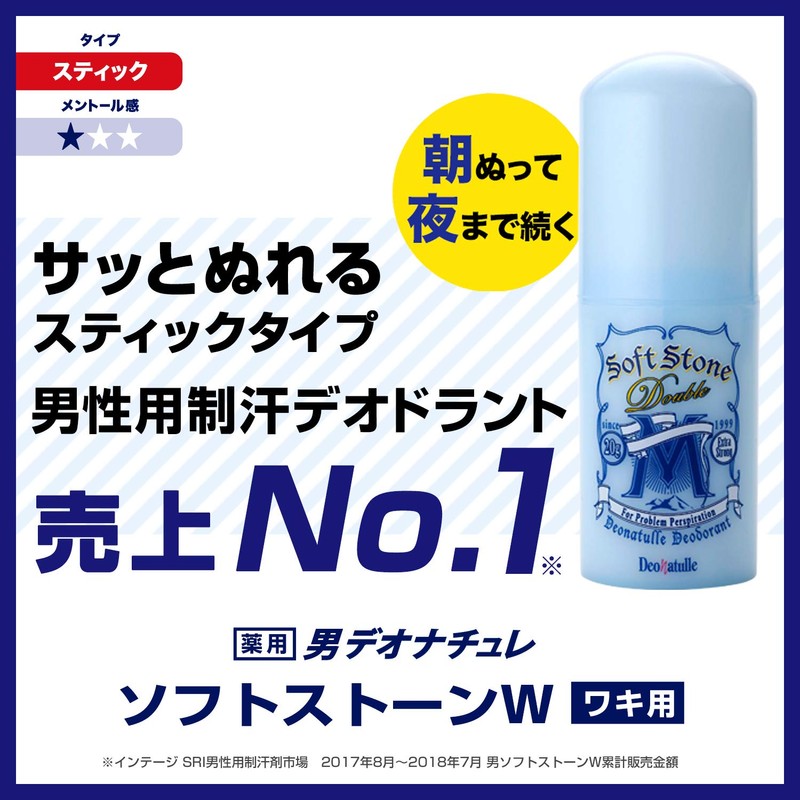 Deonature Men's Soft Stone W for Underarms Direct Nuli Antiperspirant