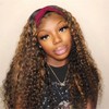 SENSAIRUITE Highlight Ombre Curly Wig Honey Blonde Headband Wig Human