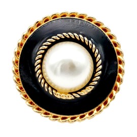 Goldgöre 5 Metal Buttons Black Gold 25 mm with Pearl with Eyelet for Sewing