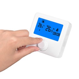 Natudeco Thermostats Programmable Temperature Control Meter LCD Digital Display Temperature Controllers Electric Heating Cooling Tools for Wall Hung Furnaces