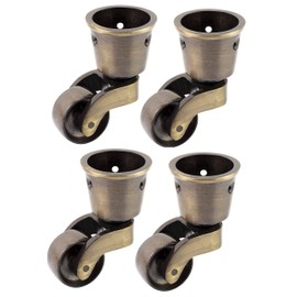 Solid Brass Castors Casters with 28mm Wheel (Set of 4) – Genuine Solid Brass - Antique Vintage Effect – Cup Style Fitting – UK Company