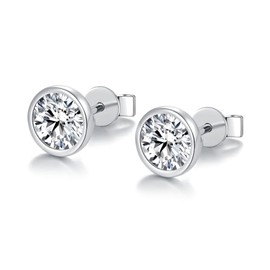 Moissanite Stud Earrings, 925 Sterling Silver 18K White Gold Plating Studs for Women Men, Jewelry Engagement Earrings