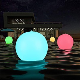 Blibly Solar Floating Pool Lights, 14 inch Swimming Solar Powered Color Changing Inflatable LED Glow Ball Light for Pool Garden Lawn, 1 Pack