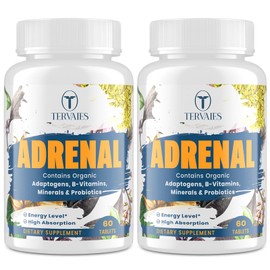 Adrenal Support Adaptogens Herbs Supplements - Cortisol Supplement with Rhodiola Rosea, Ashwagandha, Holy Basil and Eleuthero-Mood and Energy Support for Women & Men-Non-GMO, 120 Vegan Tablets