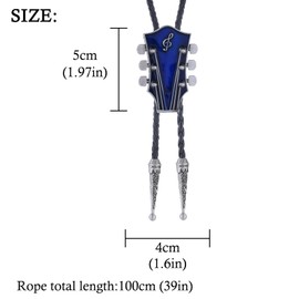HUABOLA CALYN Native American Bolo Tie for Men, Guitar Western Cowboy Rodeo Bolo Tie Leather Necktie Necklace Costume Accessorie Wedding Bola Ties for Men Women (Blue)
