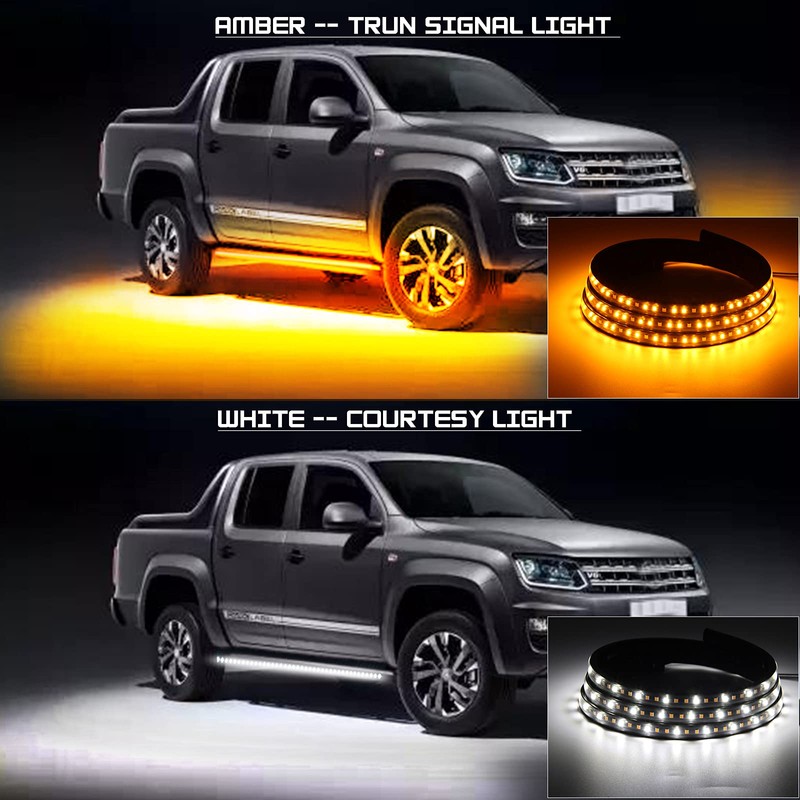 Afurkuot 70" LED Running Board Lights, White & Amber Light