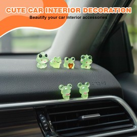 Rislobx Luminous Frog Car Dashboard Decor, 6PCS Fun Frog Car Dash Decorations Car Rear View Mirror Ornament Interior Accessories for Home Office