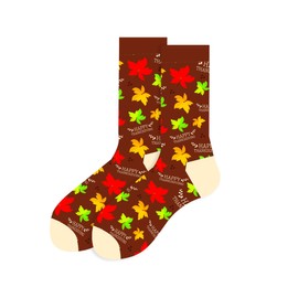 WARMVIN Funny Pattern Crew Socks for Men Women Funky Maple Leaves Novelty Socks Crazy Design Cotton Socks Thanksgiving Gift for Women Men Teens