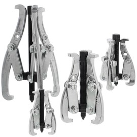Motor Tech Gear Puller Set, 3" 4" 6" 8'' 3 Jaw Puller Kit for Pulley Gear Bearing Flywheel Removal, Heavy Duty Pulley Puller with Reversible Jaws Bearing Puller Tool Kit (3'' 4'' 6'' 8'')