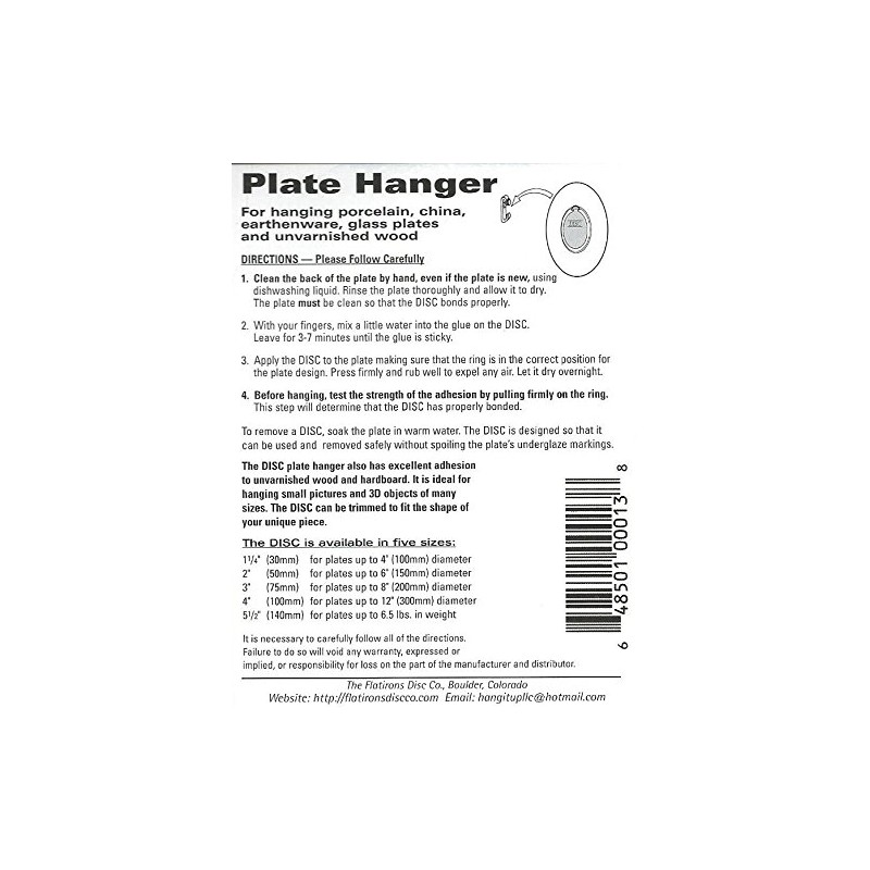 Invisible English Disc Adhesive Large Plate Hanger Set (4-4 Inch