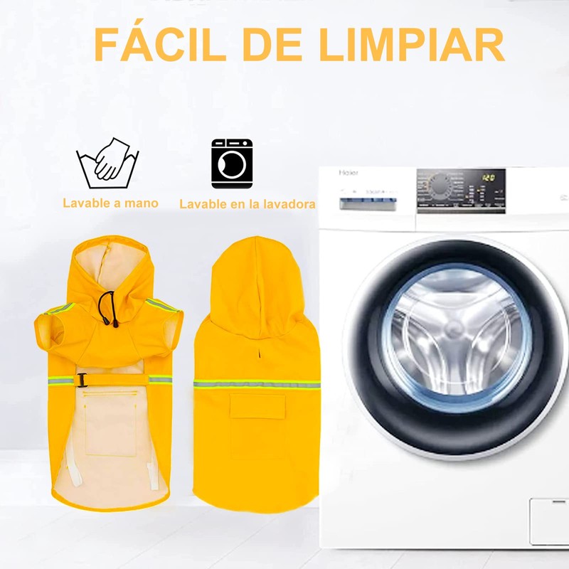 Havenfly Impermeable para Perros con Capucha con Rayas Reflectantes，Ajustable，Resistente al