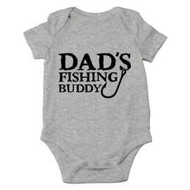 AW Fashions Dad's Fishing Buddy Baby Bodysuit Funny Adorable Romper Cute Clothing for Boys Girls Unisex (12 Months, Sports Grey)