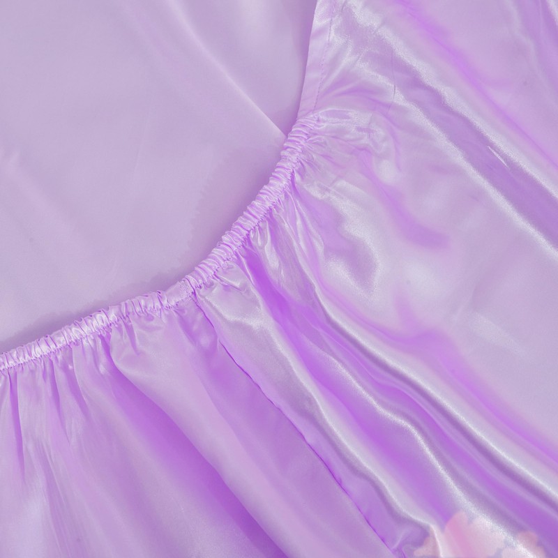 ROOEE Satin Silk Fitted Sheet with Pillowcase Set Breathable Soft