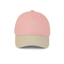 Toddler Boys Baby Girls Baseball Hats Kids Boy Washed Cotton Baseball Caps Toddler Sun Hats Adjustable Size for 6M-6Y Pink and Khaki 52CM