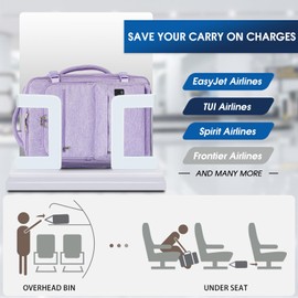 WANDF Hand Luggage Backpack 55 x 40 x 20 cm / 45 x 36 x 20 cm for Easyjet Airlines, Underseat Travel Hand Luggage Backpack with Wet Compartment, 17 Inch Laptop Backpack for Men and Women, purple 32l