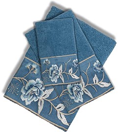 Popular Bath Dublin Rose Collection 3 PIECE Towel Set Blue