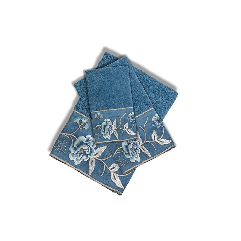 Popular Bath Dublin Rose Collection 3 PIECE Towel Set Blue