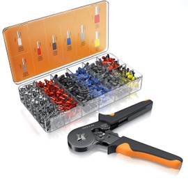 Brandson – Crimping Pliers Set 0.25-10mm2 – Ratchet Lock - AWG 23-7 – self Adjustable Ratchet Wire Crimping Tool Kit – 1200 Pieces Wire ferrules – Cable Stripping – Terminal Connectors