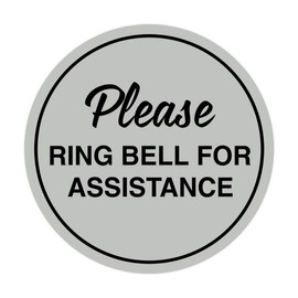 Signs ByLITA Circle Please Ring Bell for Assistance Sign (Lt Gray) - Small