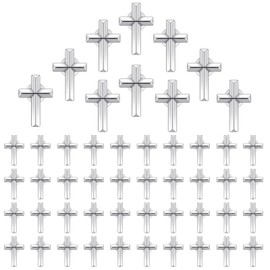 Jexine 50 Pcs Cross Pins Religious Christian Pins Bulk Small Enamel Lapel Brooch Pins Gift for Chaplain Funeral Church(Silver)
