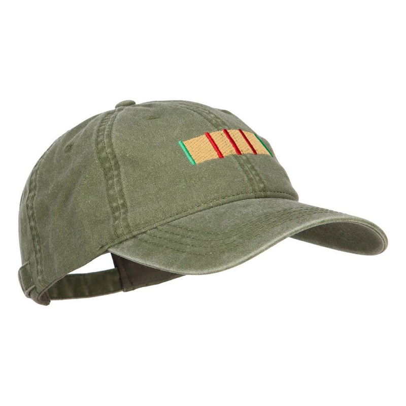 e4Hats.com Vietnam Service Ribbon Embroidered Washed Cap - Olive OSFM