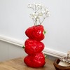Triple Strawberry Stack Vase 11x20x9cm Ceramic Red Summer Fruit Flower