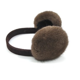 Hima 100% Real Mink Fur Earmuffs Made in US (Coffee Brown)