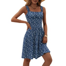 HUHOT Midi Dresses for Women Spring Dresses for Women 2025 Plus Size Flowy Sleeveless Casual Square Neck Elegant Mini Dress