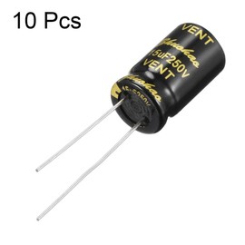 sourcing map Aluminum Radial Electrolytic Capacitor with 15uF 250V 105 Celsius Life 2000H 10 x 17 mm Black 10pcs
