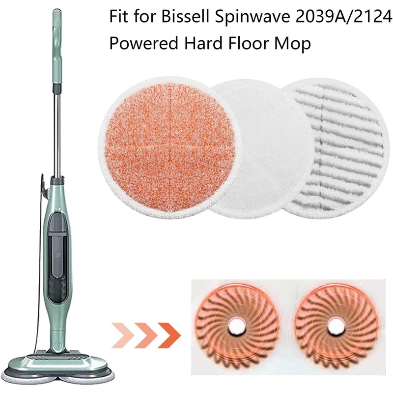 6 Pack Spinwave Mop Pads Replacement Kit Compatible with Bissell