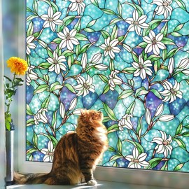 Coavas Stained Glass Window Film：Static Cling Window Privacy Film Decorative ...