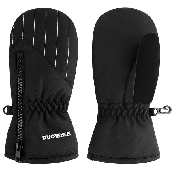 Hpegny Waterproof Winter Snow Gloves for Toddlers - Zippered Ski