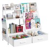 MAHANCRIS Kids Bookshelf and Toy Storage,3-Tier Sling Bookcase with 2