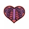 Patchwork Paradise Heart with Rib Cage Embroidered Iron On Patch