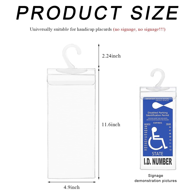 JUSTTOP Handicap Parking Placard Holder, 11.6"×5" Ultra Transparent PVC Disabled