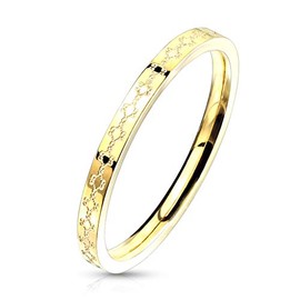 Paula & Fritz® Women's Ring Gold 2 mm Narrow Filigree Flower Decoration Stainless Steel Ring Friendship Ring Partner Ring 47 (15) – 60 (19.1), Stainless Steel