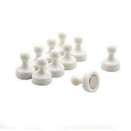 High Power White Skittle Magnet for Fridge, Office, Whiteboard, Noticeboard, Filing Cabinet - 19mm dia x 25mm tall - Pack of 10