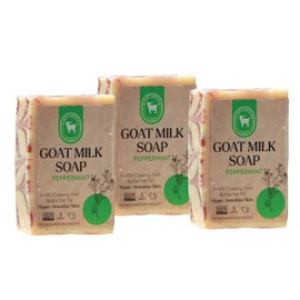 Honey Sweetie Acres 3-Pack All Natural Moisturizing 5 Oz Handmade Peppermint Goat Milk Soap – Nourishing, Eco-Friendly, and Gentle on Skin