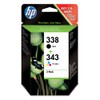 HP 338/343 Black Cyan Magenta Yellow Ink Cartridge 480 Pages