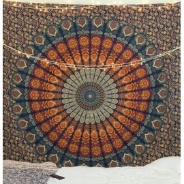 Popular Handicrafts Tapestry wall hanging Twin Hippie Mandala Bohemian wall tapestry Psychedelic Indian Bedspread Magical Thinking Tapestry 84x54 Inches,(215x140cms)