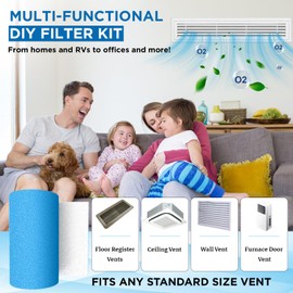 Air Vent Filters Roll, 120" x 12" Cut to Fit (50+ Filters), MERV 8 Triple Vent Filter Kit for HVAC Furnace Vents, Home Floor, Ceiling, Grilles